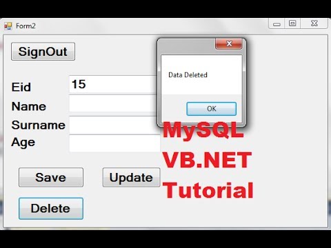 MySQL VB NET Tutorial 8 Deleting selected data from database