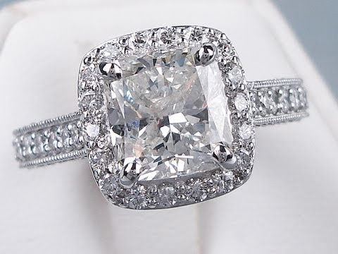 3.43 ctw Cushion Cut G SI3 Diamond Engagement Ring - BigDiamondsUSA