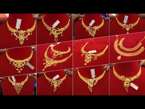 Gold necklace designs pictures with price//light weight gold necklace design with weight and price//