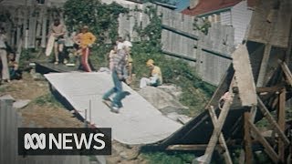 This guy built a skate ramp in his backyard (1977)