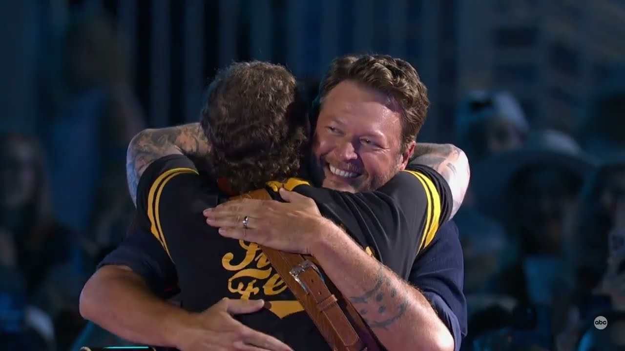 Post Malone and Blake Shelton performing "Pour Me A Drink" at CMA Fest 2024