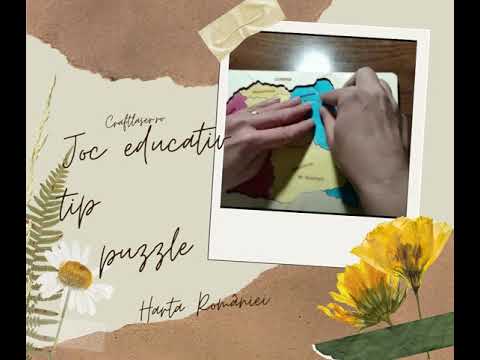 Joc educativ tip puzzle Puzzle Dublu Din Lemn, Gravat, Harta Romaniei Pe Judete si Regiuni