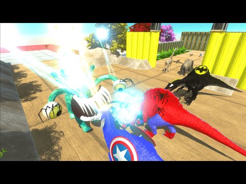 Escape from Giant Lightning BOSS Alien⚡VS Super Hero dinosaurs - Animal Revolt Battle Simulator