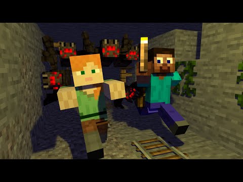 Steve & Alex Escape Spider Cave #Minecraft