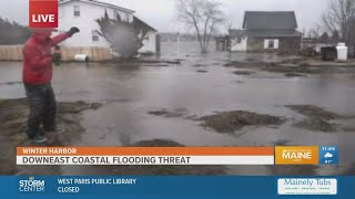 STORM CENTER: Winds and waves whip Winter Harbor coast ahead of high tide