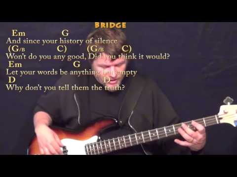 Brave (SARA BAREILLES) Bass Guitar Cover Lesson in G with Chords/Lyrics