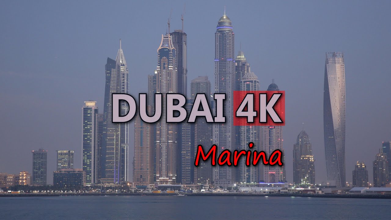 Ultra HD 4K Dubai Marina Video Stock Footage Travel UAE City Tourism Tourist Attraction Skyline UHD
