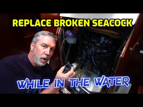 Engine not being cooled. Replacing the broken seacock while in the water.