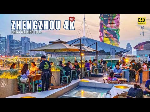 Caminhada noturna de Zhengzhou, antiga capital da China, uma cidade moderna de 3.600 anos | 4K HDR | Zhengzhou