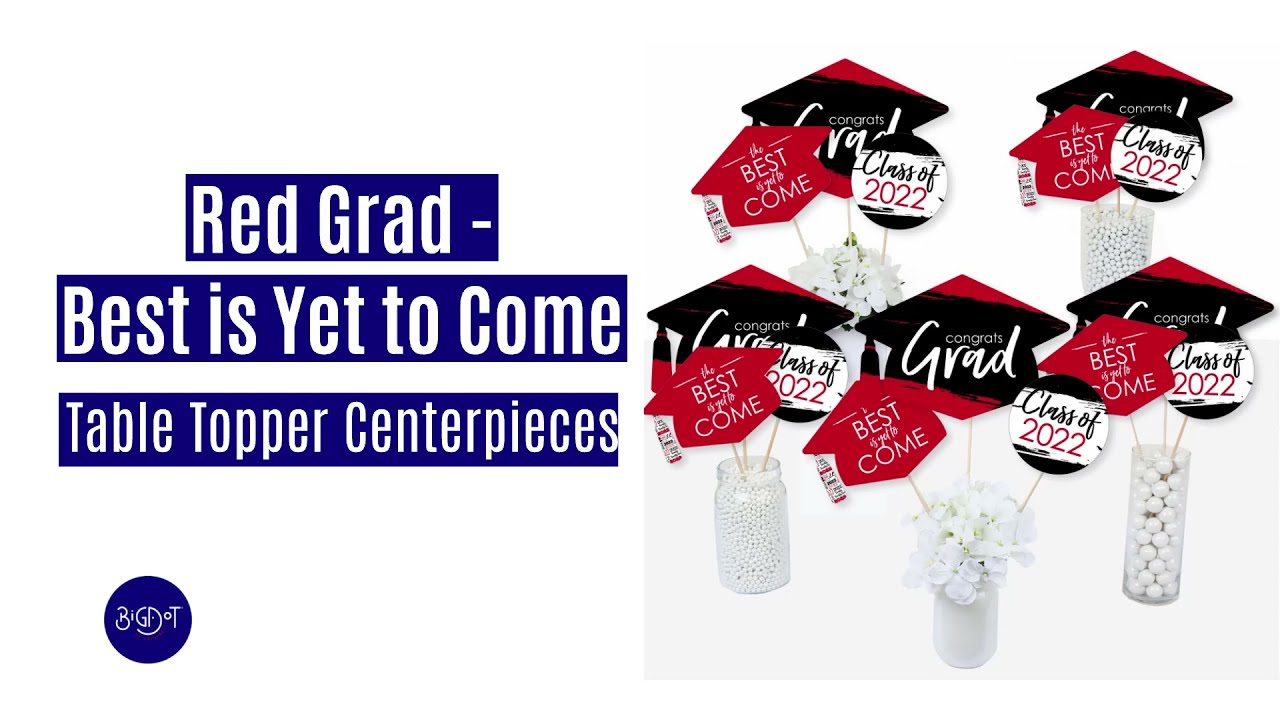 Red Graduation Party Idea - 2022 Best is Yet to Come Centerpiece Table Toppers |Big Dot of Happiness