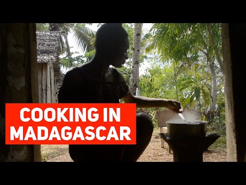 Cooking in Madagascar. A traditional Malagasy dinner.