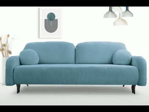 Upholstered 3 seater sofa bed CLOUDY turquoise