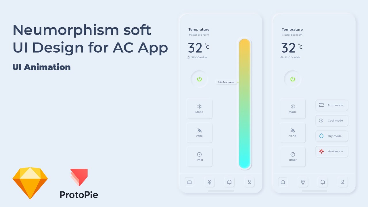 Neumorphism soft UI Design for AC App | UI Animation