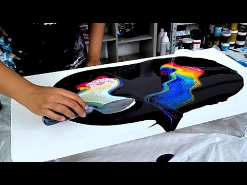 This Color Combo! WOW! - Gorgeous Double Rainbow Swipe - Acrylic Pouring