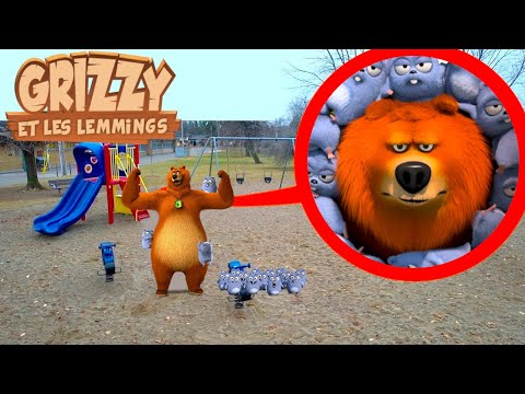 MON DRONE A FILMÉ GRIZZY ET LES LEMMINGS DANS UN PARC HANTÉ ! 🐻🐹 Grizzy Toboggan Parc de Jeux !