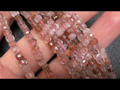 Рутиловий кварц золотистий 3мм кубик, гранований