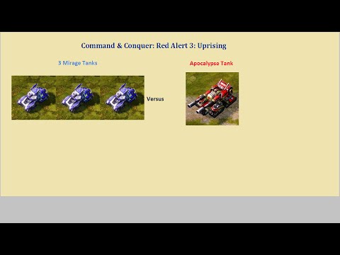 Red Alert 3 Uprising 3 Mirage Tanks vs Apocalypse Tank