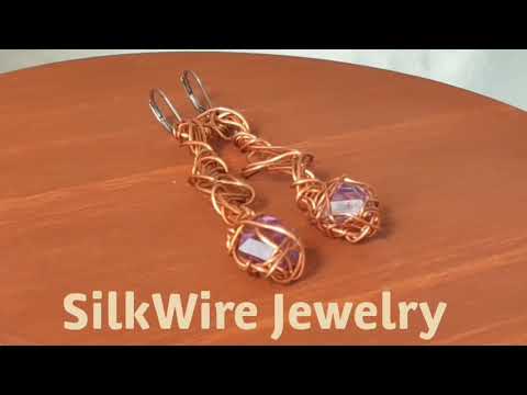 Amethyst Copper Earrings by SilkWire Jewelry