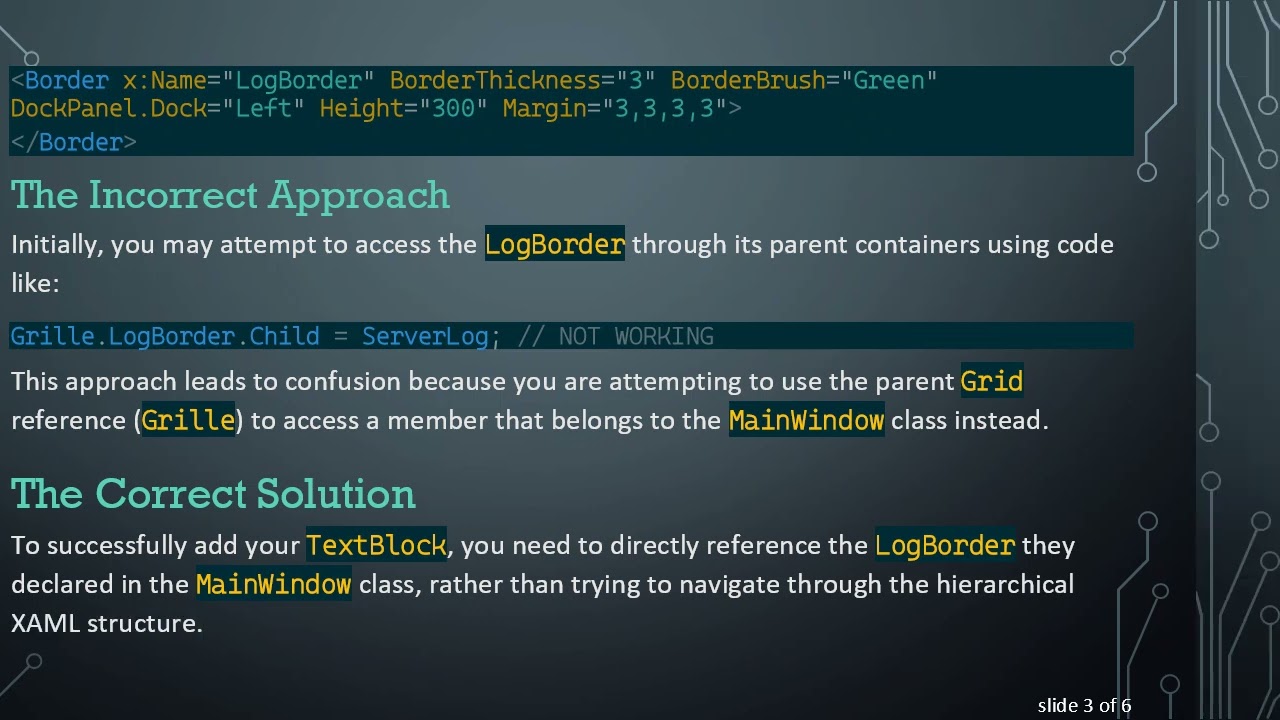 How to Add a TextBlock Inside a Border in WPF with Nested StackPanels