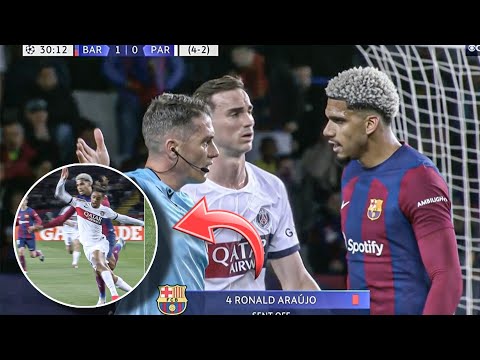 Ronald Araujo Red Card vs Psg in the quarter Final of UEFA Champions league!