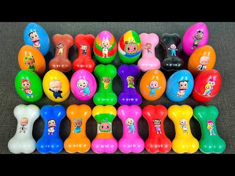 On The Beach : Looking Pinkfong, Cocomelon Rainbow Dinosaur Eggs with CLAY ! Satisfying ASMR Videos