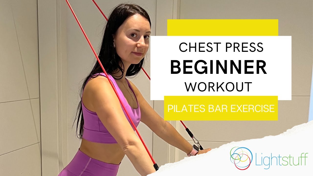 Pilates Bar Kit With Resistance Band Standing Chest Press Home Exercise Workout - YouTube