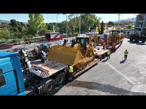 Transporting The Brand New Caterpillar D7 & D8T Dozers From Eltrak To Papaioannou Group Facilities
