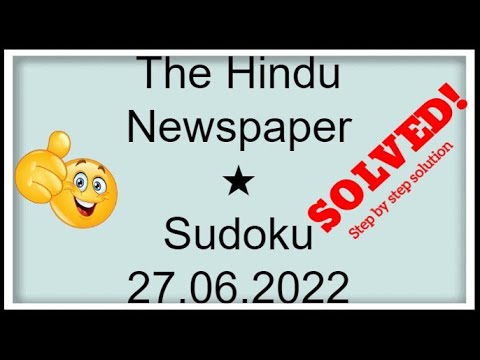 🔊How to Solve The Hindu Newspaper Sudoku 1 Star | Step by Step Solution | 27.06.2022|  Level ★