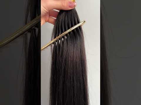 Волосся для гарячого нарощування на капсулах, 45 см, пряме, 200 пасм, чорно-коричневе (1B) video