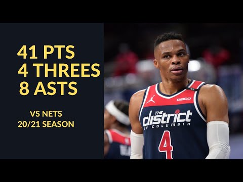 Russell Westbrook 41 Pts 4 Threes 10 Rebs 8 Asts Highlights vs Brooklyn Nets | NBA 20/21 Season