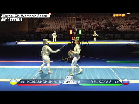 2019 742 T16 01 F S Individual Duesseldorf GER ZCH BLUE VELIKAYA RUS vs KOMASHCHUK UKR