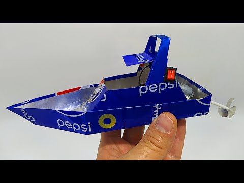 Electric Mini Motorboat With pepsi Cans - make it at home . DIY