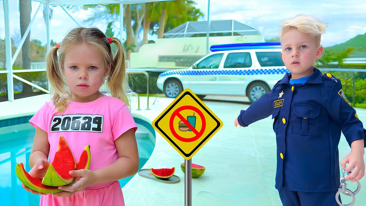 Naomi and David find out they’re not allowed to eat watermelon in the pool. 🍉💦