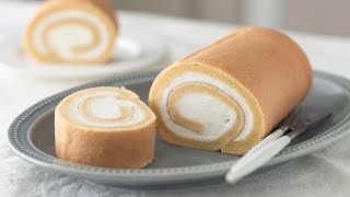 バニラシフォンロールケーキの作り方 Vanilla Chiffon Swiss Roll Cake｜HidaMari Cooking