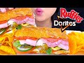 ASMR Mukbang Sandwich AND Ruffles Or Doritos Chips Eating Sounds ASMR Phan