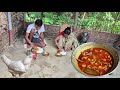 How They Cook Chicken Curry Purely In Village Style Eating By Mother And Son