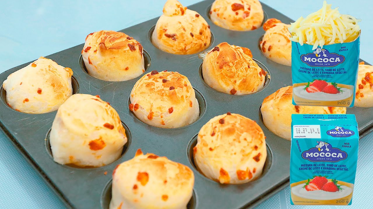 PÃO DE QUEIJO DE CREME DE LEITE  - SÓ 3 INGREDIENTES - PÃO DE QUEIJO DE PREGUIÇOSO