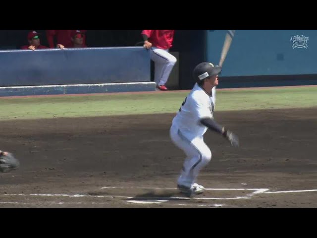 【ファーム】鋭く引っ張った!! バファローズ・福永奨 フェンス直撃のタイムリー2ベースヒット!! 2023年5月2日 オリックス・バファローズ 対 広島東洋カープ