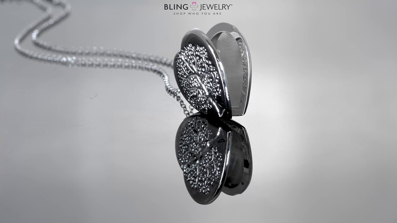 Tree Of Life Heart Shape Photo Locket Pendant 925 Sterling Silver