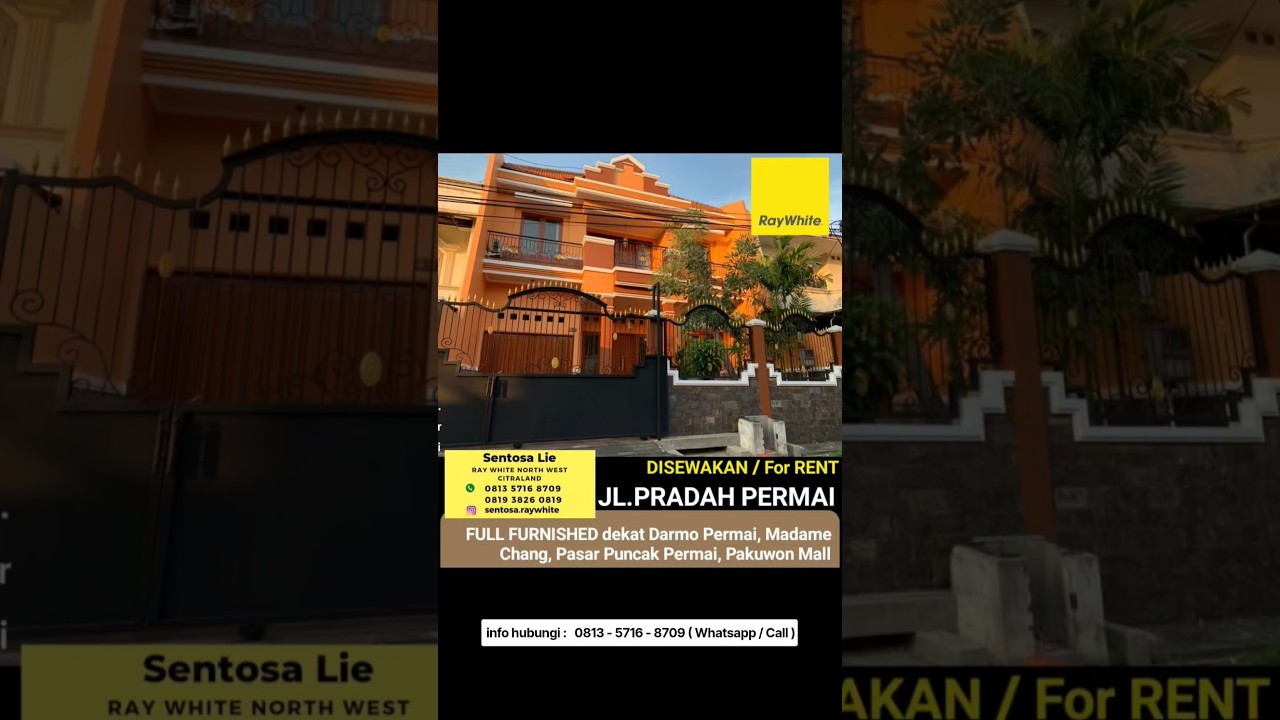 For Rent House Darmo Permai West Surabaya Area Jl. Pradah Permai Near Madame Chang, Jl. Hr. Muhammad, Pasar Modern Puncak Permai, Satelit Toll Access, Pakuwon Mall