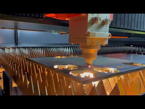 This is a Rex @nukonlaser machine cutting through half-inch mild steel.