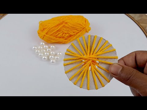 Hand embroidery amazing flower - Superb woolen flower making trick using paper