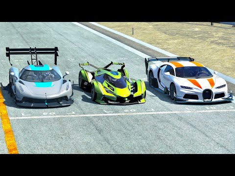 Lamborghini V12 Vision GT vs Koenigsegg Jesko GTR vs Bugatti Chiron GTR - Drag Race 20 KM