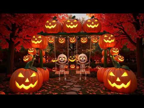 🎃 1 Hour of Baby Skeletons on Swings Halloween Music | Background Music for Halloween Night