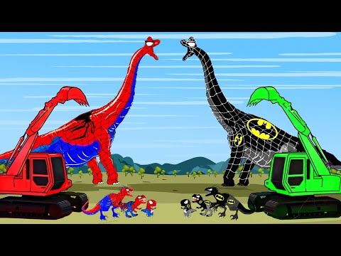 SPIDER BRACHIOSAURUS vs BATMAN T-REX DINOSAUR, GODZILLA Excavator, Truck: Who Is The King Of Monster