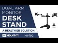 Dual LCD Monitor Mount Stand, Articulating Arm, Fully Adjustable Freestanding Desk (MI-792)