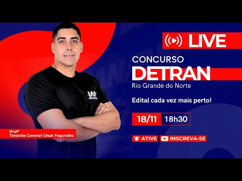 Banner de capa do material gratuito Concurso DETRAN-RN, Edital cada vez mais perto! - Prof. Tenente Coronel César Fagundes