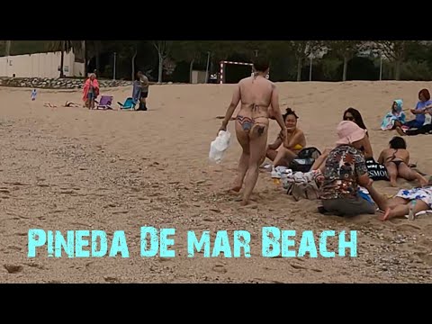 Spain,Pineda De Mar Beach walk 