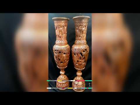 Wooden Pure Seesham flower vases pair | Ghazali Handicraft