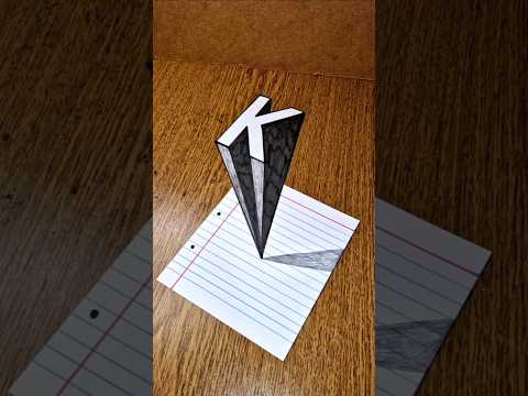 Amazing 3D Letter (K) Real Illusion On Paper 😲 #3dart #3ddrawing #drawingtutorial  #paperart #easy3d